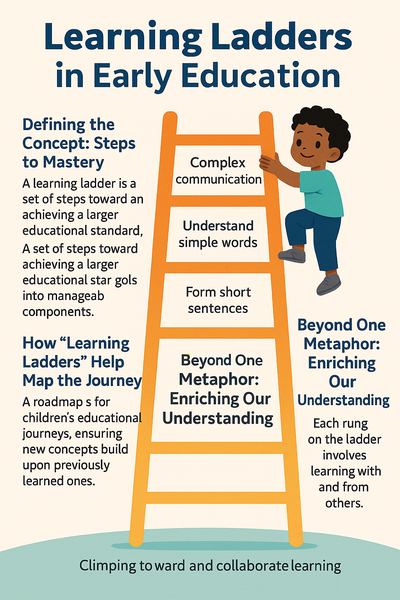 Learning Ladders infographic illustrating steps of early education development.