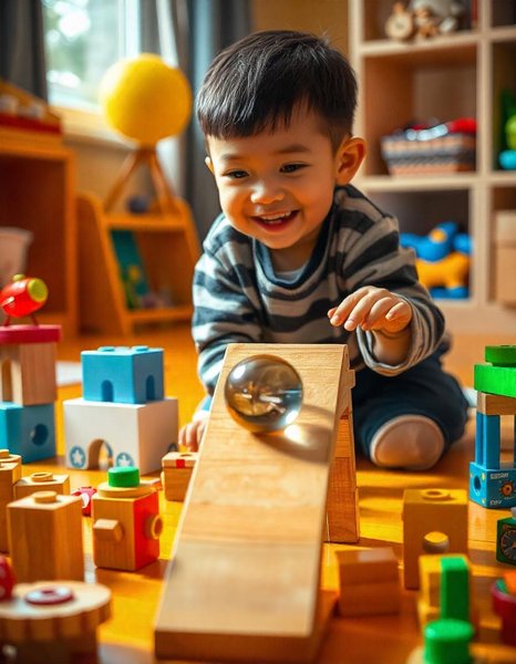 kid playing with slider toy