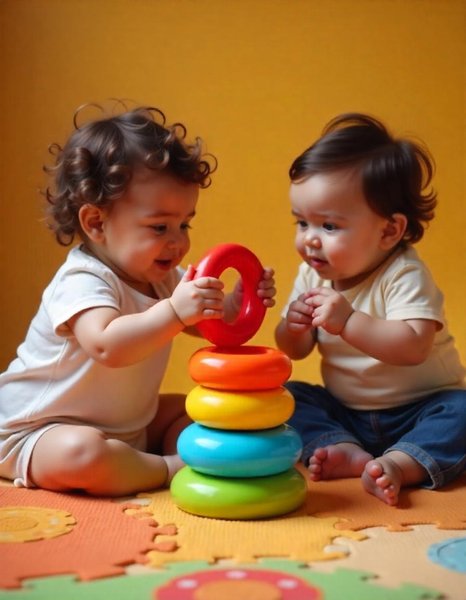 2 small children with ring stackers