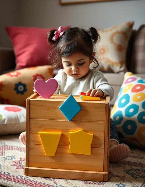 child playing with shape sorter